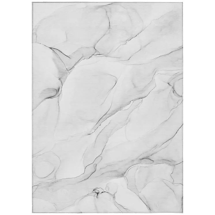 5' X 8' Gray Abstract Washable Indoor Outdoor Area Rug