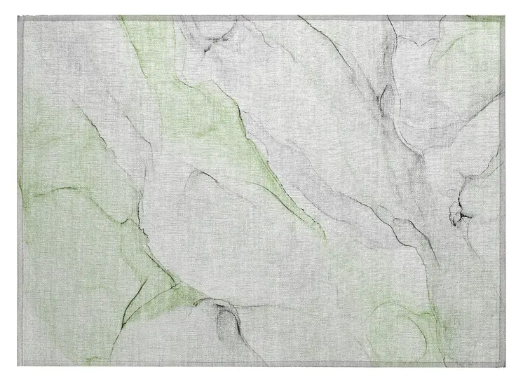 2' X 3' Green Abstract Washable Non Skid Indoor Outdoor Area Rug