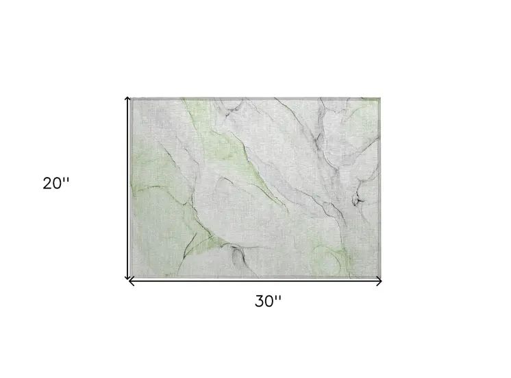 2' X 3' Green Abstract Washable Non Skid Indoor Outdoor Area Rug