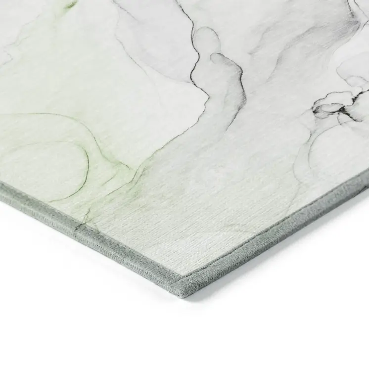 10' X 14' Green Abstract Washable Non Skid Indoor Outdoor Area Rug