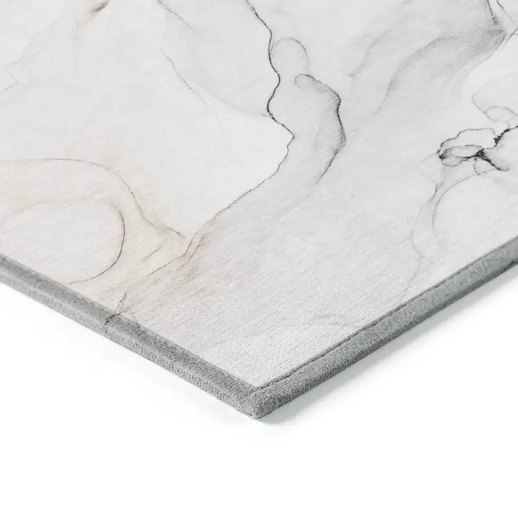 9' X 12' Beige Ivory and Gray Abstract Washable Non Skid Indoor Outdoor Area Rug