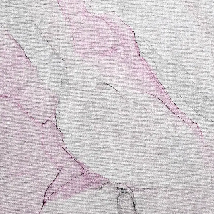 2' X 3' Gray and Pink Abstract Washable Non Skid Indoor Outdoor Area Rug