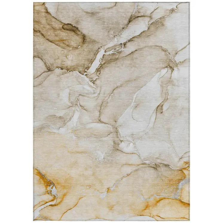 5' X 8' Brown Abstract Washable Non Skid Indoor Outdoor Area Rug
