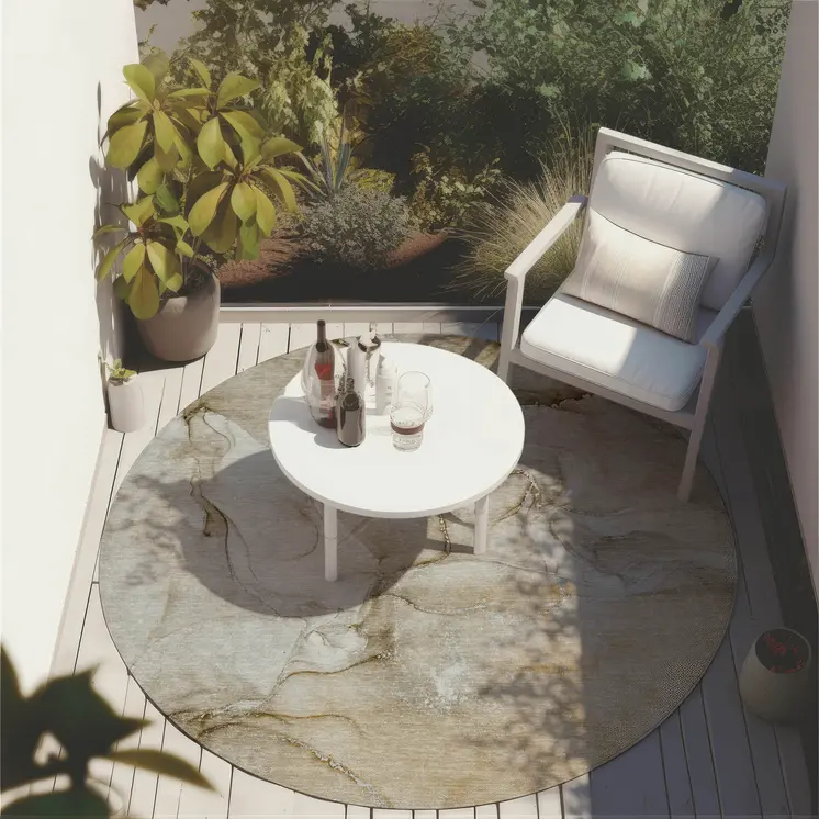 8' Round Brown Round Abstract Washable Non Skid Indoor Outdoor Area Rug
