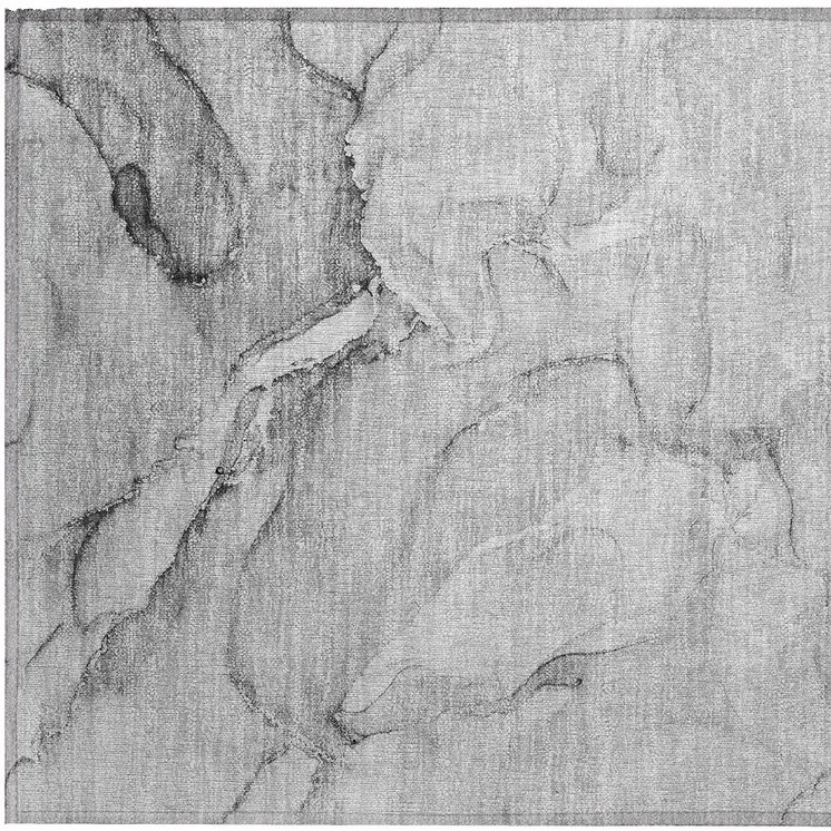2' X 3' Gray Abstract Washable Non Skid Indoor Outdoor Area Rug