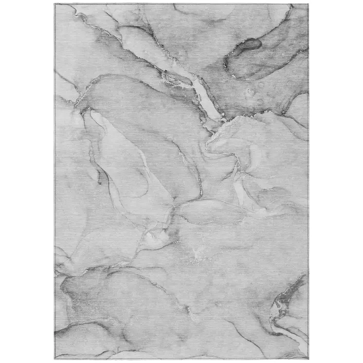 5' X 8' Gray Abstract Washable Non Skid Indoor Outdoor Area Rug