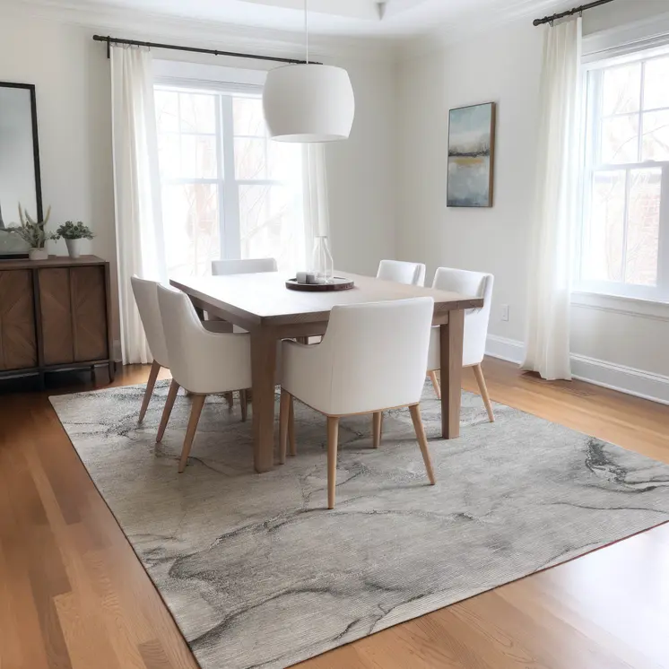 5' X 8' Gray Abstract Washable Non Skid Indoor Outdoor Area Rug