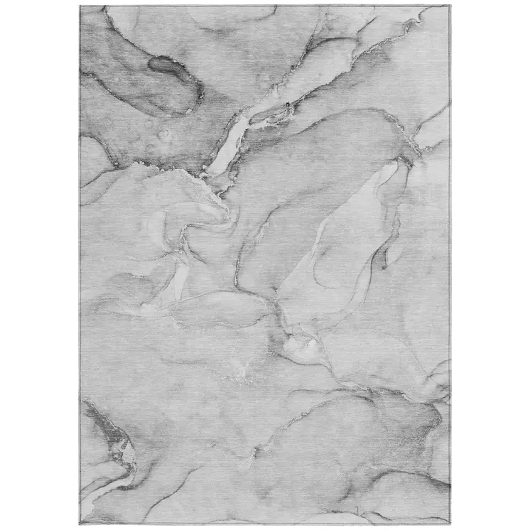 10' X 14' Gray Abstract Washable Non Skid Indoor Outdoor Area Rug