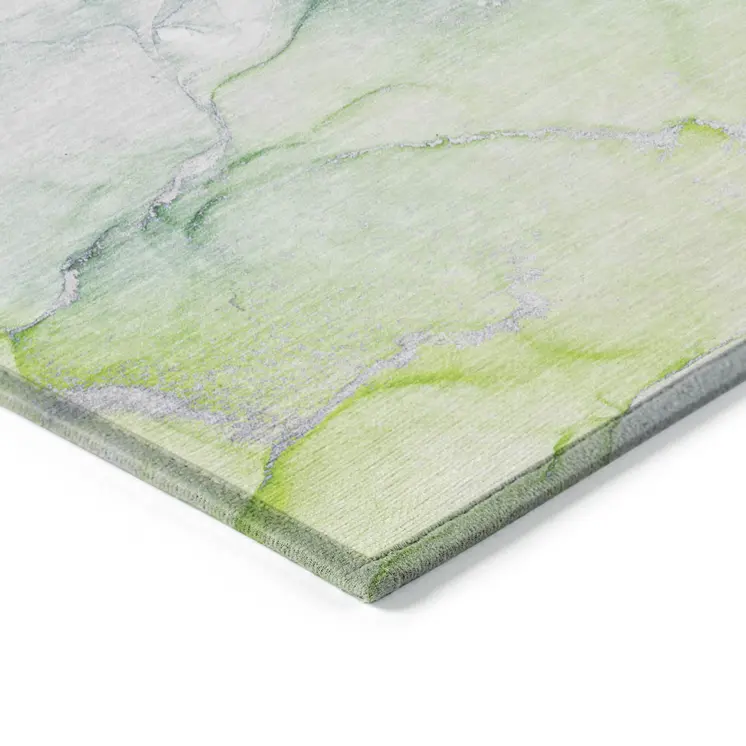 3' X 5' Green Abstract Washable Non Skid Indoor Outdoor Area Rug