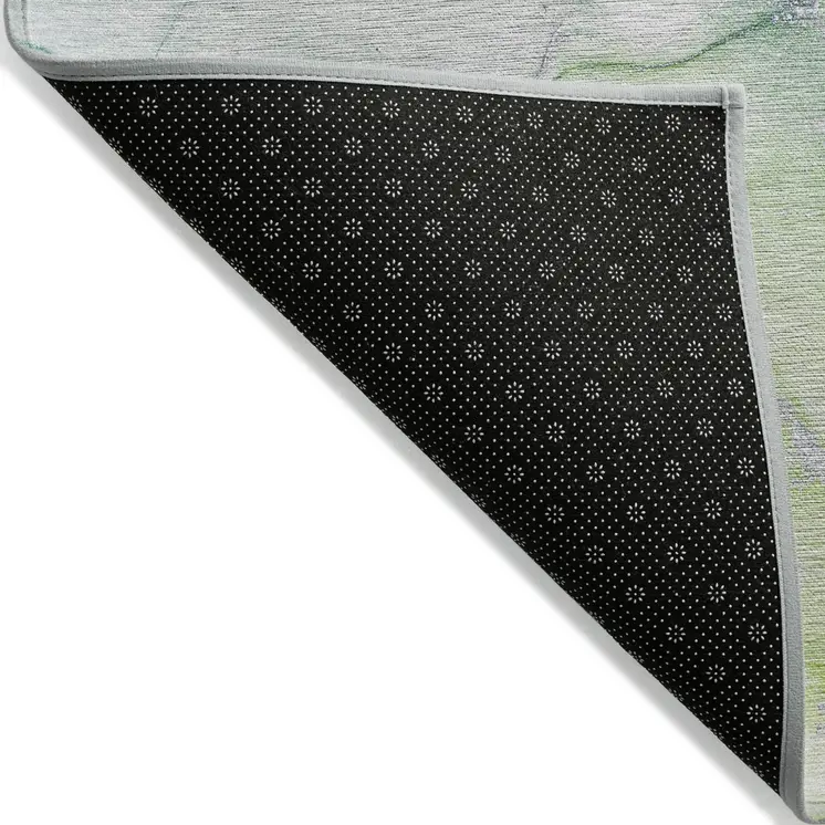 9' X 12' Green Abstract Washable Non Skid Indoor Outdoor Area Rug