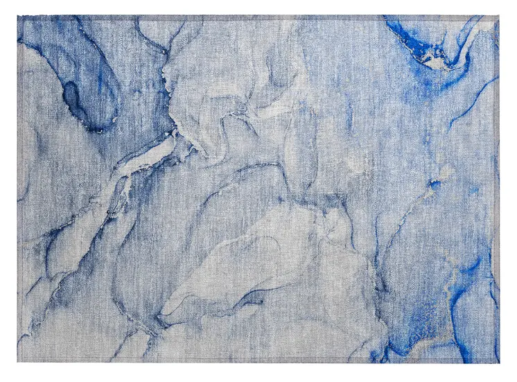 2' X 3' Navy Blue Abstract Washable Non Skid Indoor Outdoor Area Rug