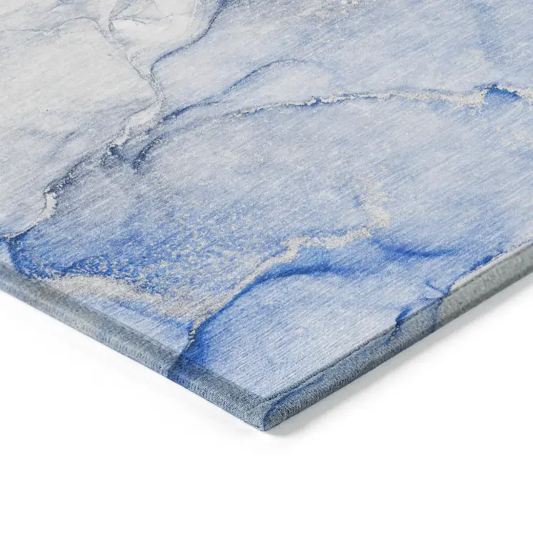 9' X 12' Navy Blue Abstract Washable Non Skid Indoor Outdoor Area Rug