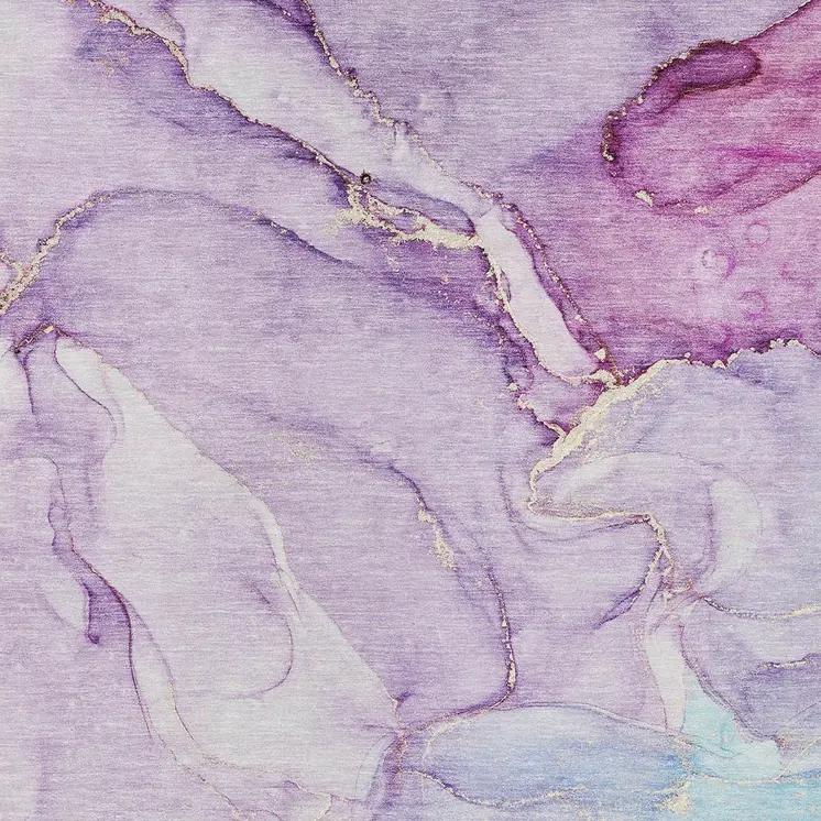 3' X 5' Purple Abstract Washable Non Skid Indoor Outdoor Area Rug