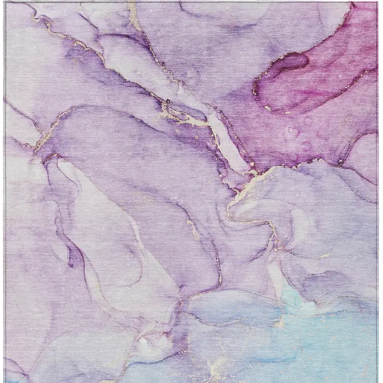 3' X 5' Purple Abstract Washable Non Skid Indoor Outdoor Area Rug