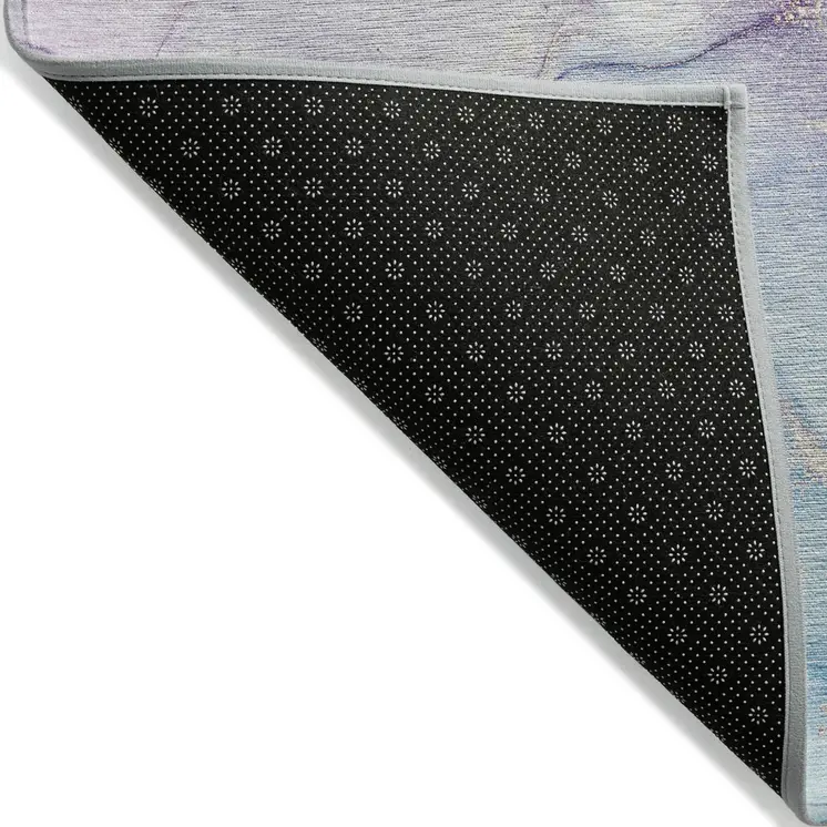 5' X 8' Purple Abstract Washable Non Skid Indoor Outdoor Area Rug
