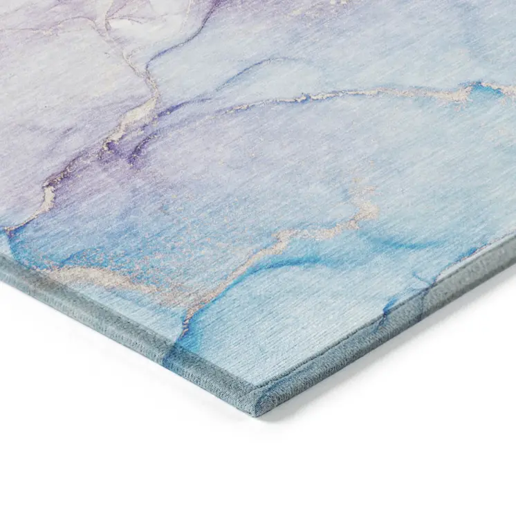 5' X 8' Purple Abstract Washable Non Skid Indoor Outdoor Area Rug