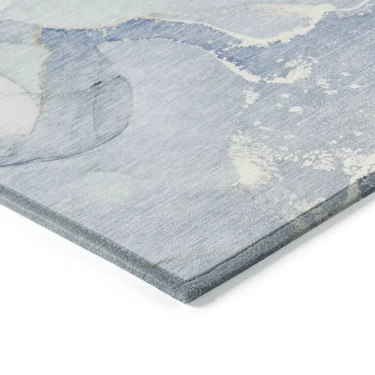 10' X 14' Blue and Green Abstract Washable Indoor Outdoor Area Rug