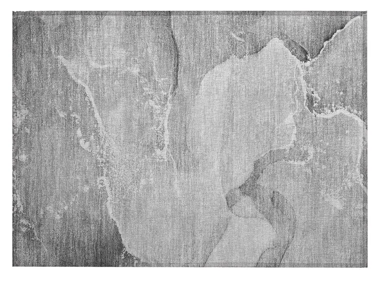 2' X 3' Gray Abstract Washable Indoor Outdoor Area Rug