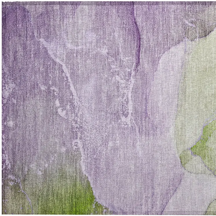 2' X 3' Purple Abstract Washable Non Skid Indoor Outdoor Area Rug