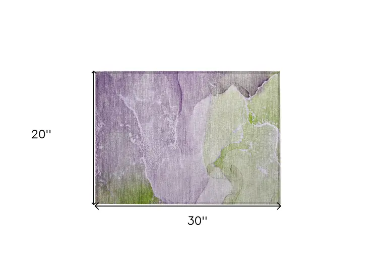 2' X 3' Purple Abstract Washable Non Skid Indoor Outdoor Area Rug