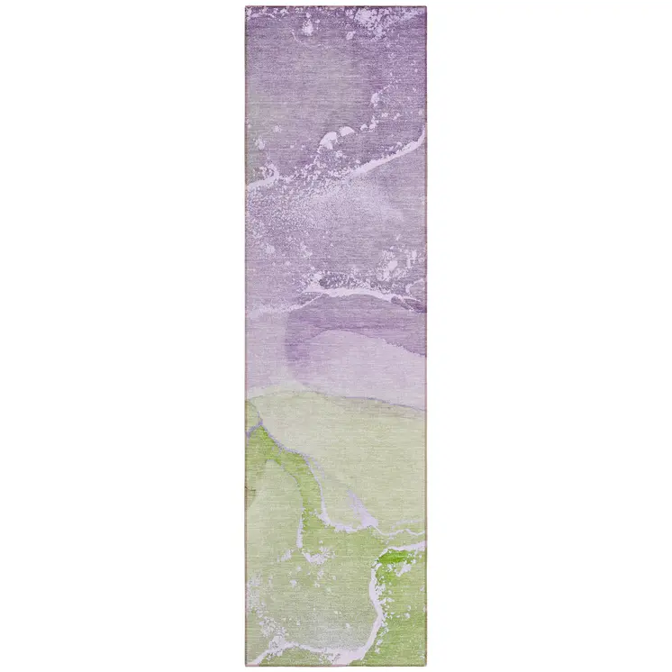 8' Runner Purple Abstract Washable Non Skid Indoor Outdoor Runner Rug