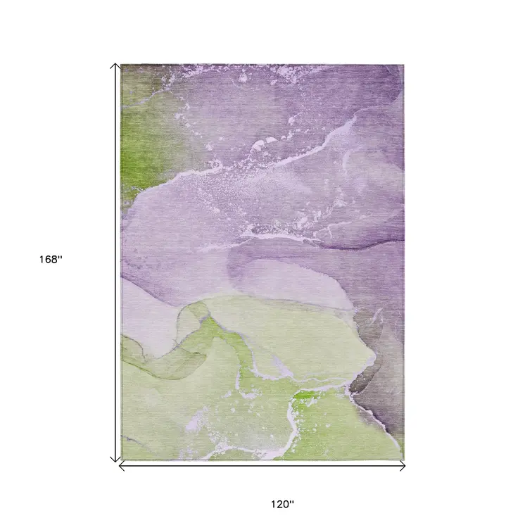10' X 14' Purple Abstract Washable Non Skid Indoor Outdoor Area Rug