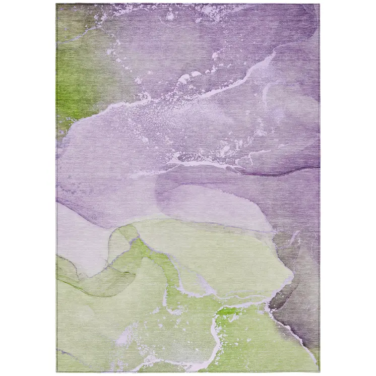10' X 14' Purple Abstract Washable Non Skid Indoor Outdoor Area Rug