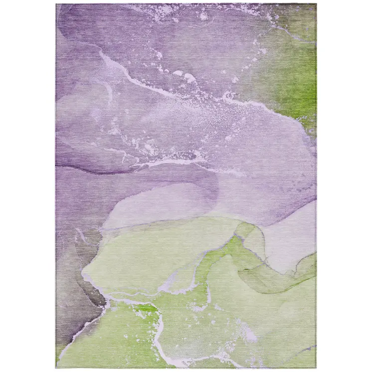 10' X 14' Purple Abstract Washable Non Skid Indoor Outdoor Area Rug