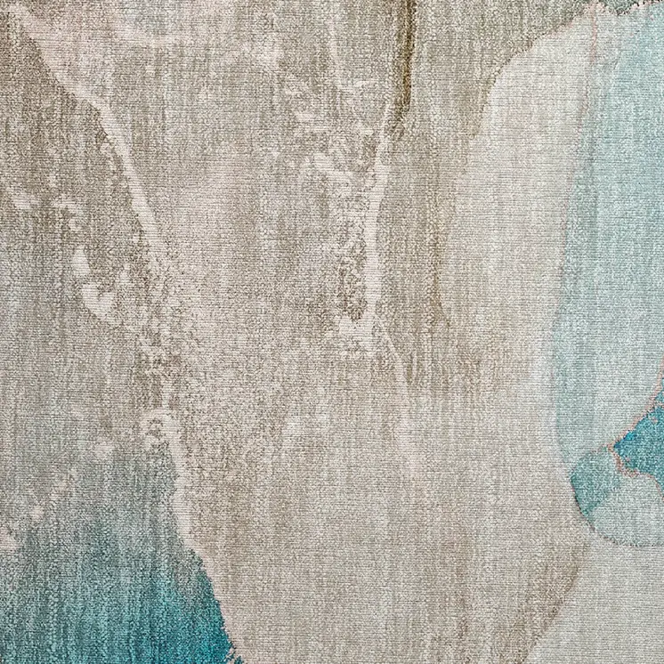 2' X 3' Teal Abstract Washable Non Skid Indoor Outdoor Area Rug