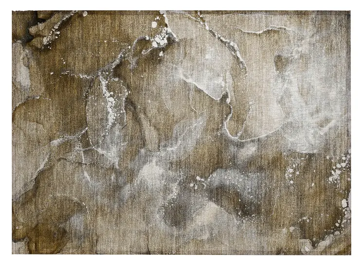 2' X 3' Brown and Gray Abstract Washable Non Skid Indoor Outdoor Area Rug