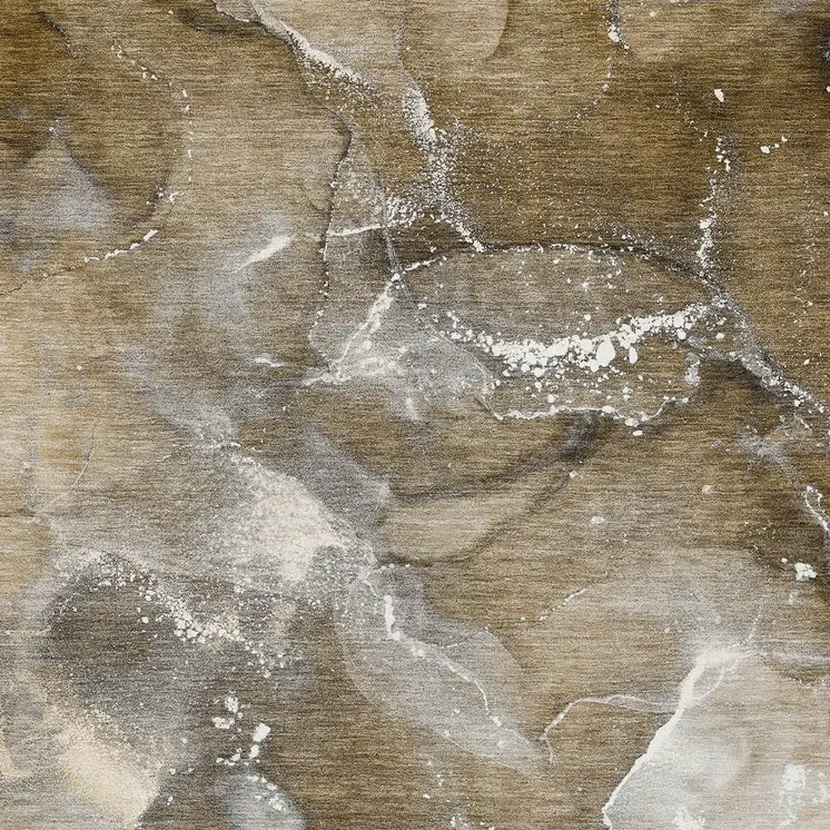 3' X 5' Brown and Gray Abstract Washable Non Skid Indoor Outdoor Area Rug