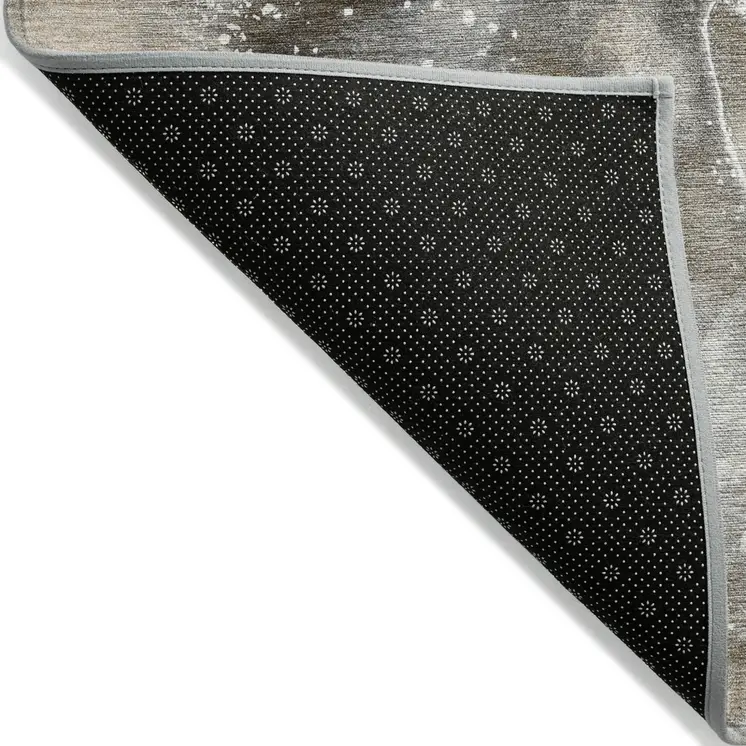 5' X 8' Brown and Gray Abstract Washable Non Skid Indoor Outdoor Area Rug