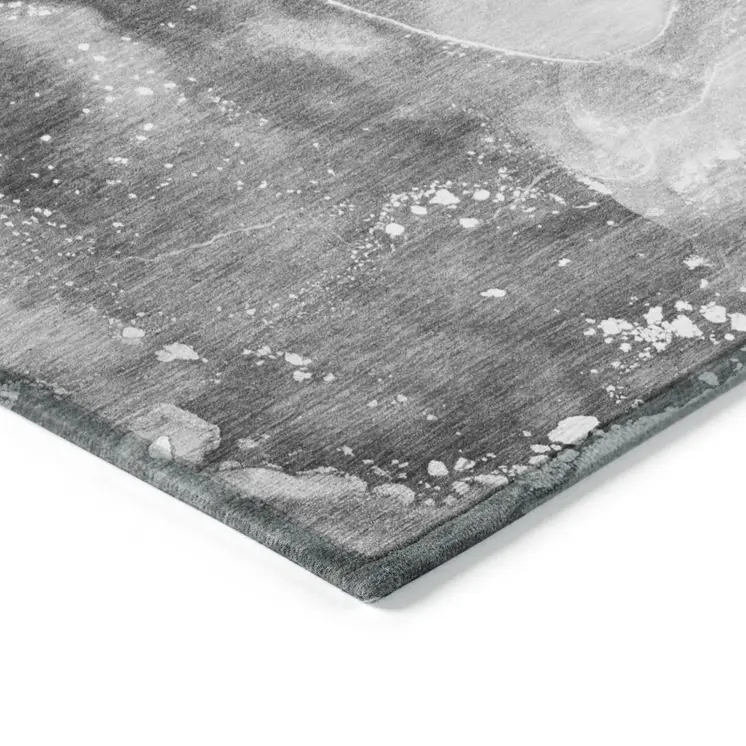 2' X 3' Gray Abstract Washable Non Skid Indoor Outdoor Area Rug