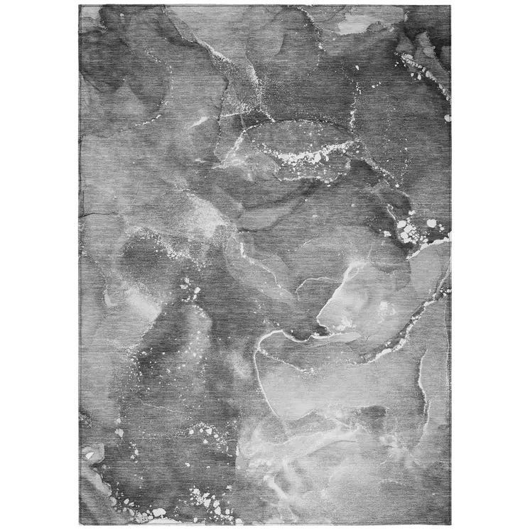 5' X 8' Gray Abstract Washable Non Skid Indoor Outdoor Area Rug
