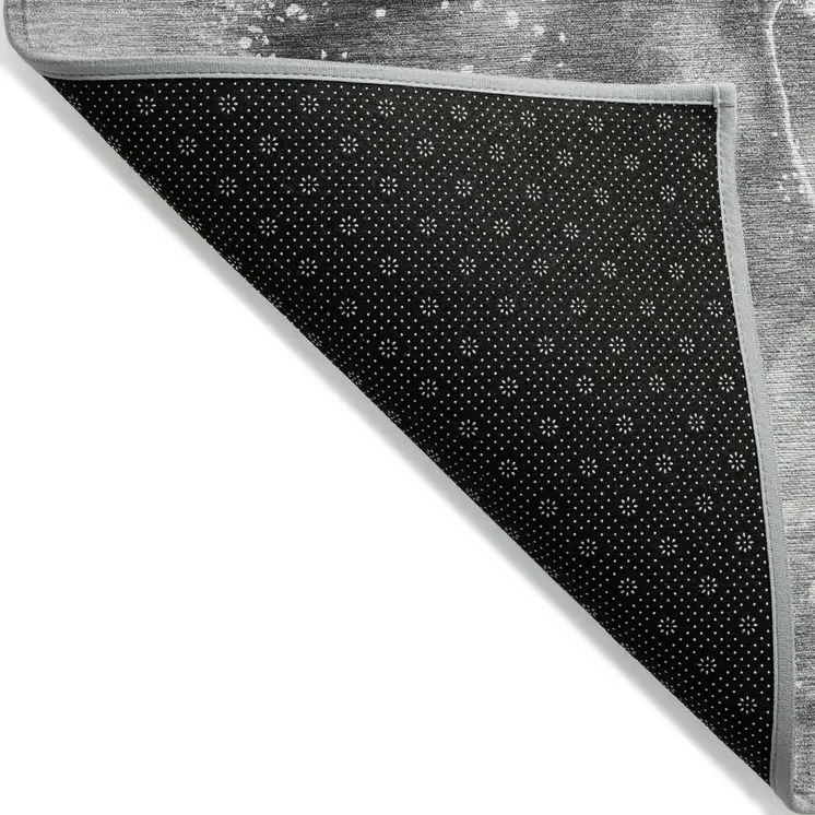 5' X 8' Gray Abstract Washable Non Skid Indoor Outdoor Area Rug