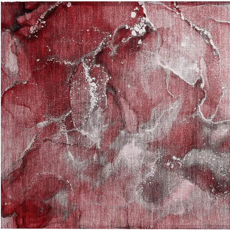 2' X 3' Merlot Abstract Washable Non Skid Indoor Outdoor Area Rug
