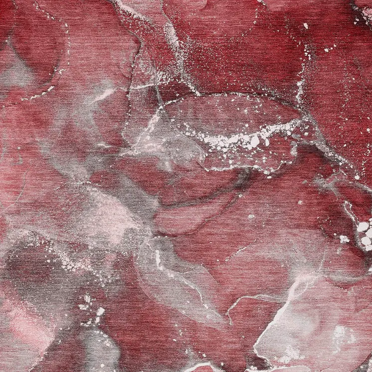 3' X 5' Merlot Abstract Washable Non Skid Indoor Outdoor Area Rug