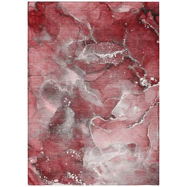 10' X 14' Merlot Abstract Washable Non Skid Indoor Outdoor Area Rug