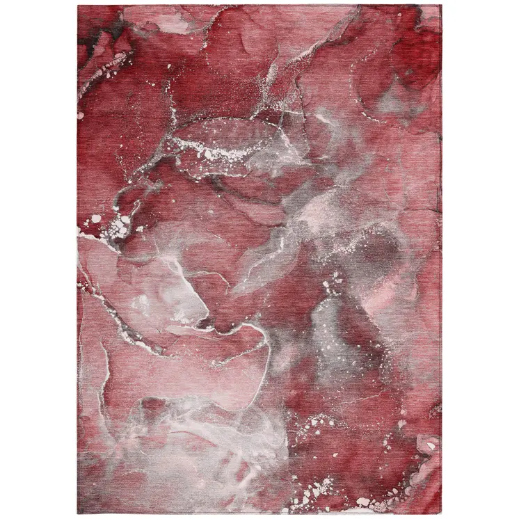 10' X 14' Merlot Abstract Washable Non Skid Indoor Outdoor Area Rug