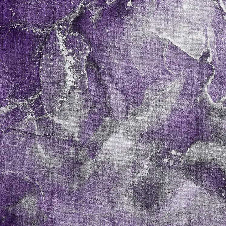 2' X 3' Gray and Purple Abstract Washable Non Skid Indoor Outdoor Area Rug
