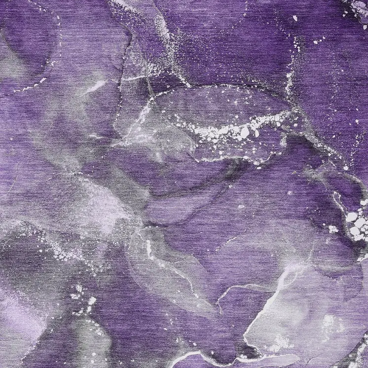 3' X 5' Gray and Purple Abstract Washable Non Skid Indoor Outdoor Area Rug