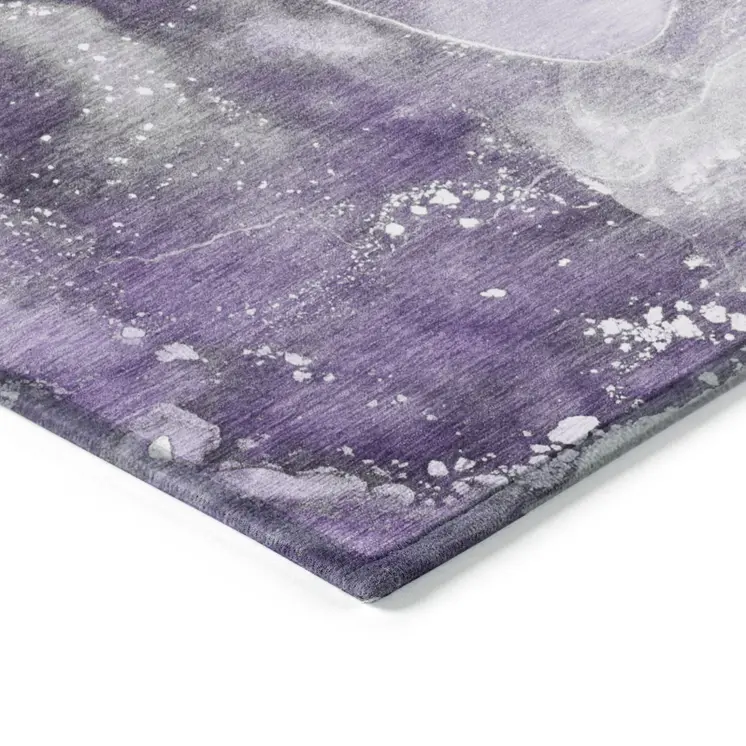 3' X 5' Gray and Purple Abstract Washable Non Skid Indoor Outdoor Area Rug