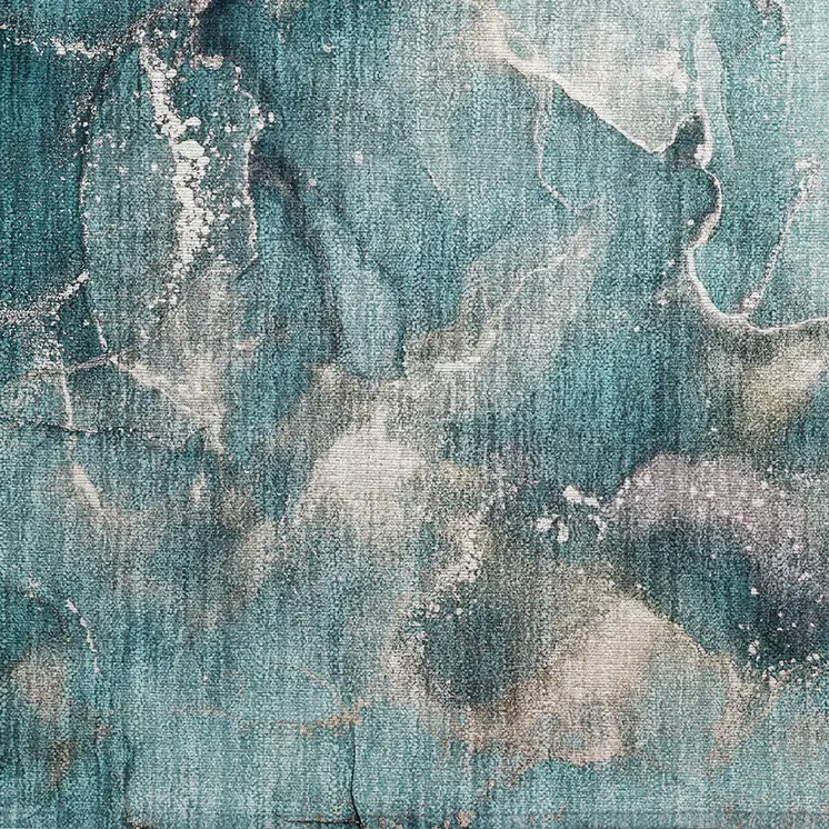 2' X 3' Teal Abstract Washable Non Skid Indoor Outdoor Area Rug