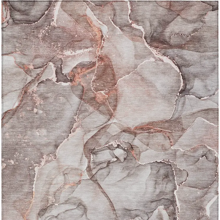 3' X 5' Gray and Red Abstract Washable Non Skid Indoor Outdoor Area Rug