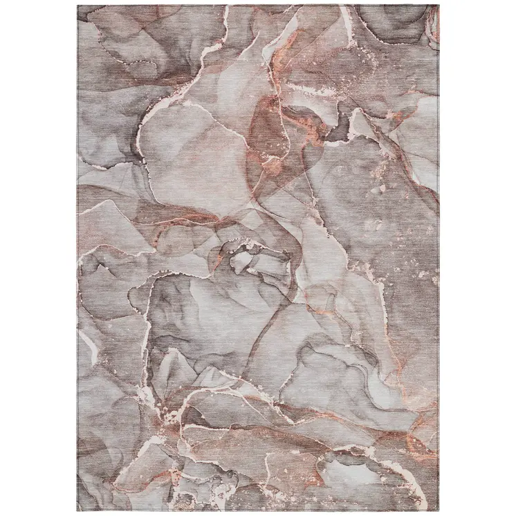 10' X 14' Gray And Red Abstract Washable Indoor Outdoor Area Rug