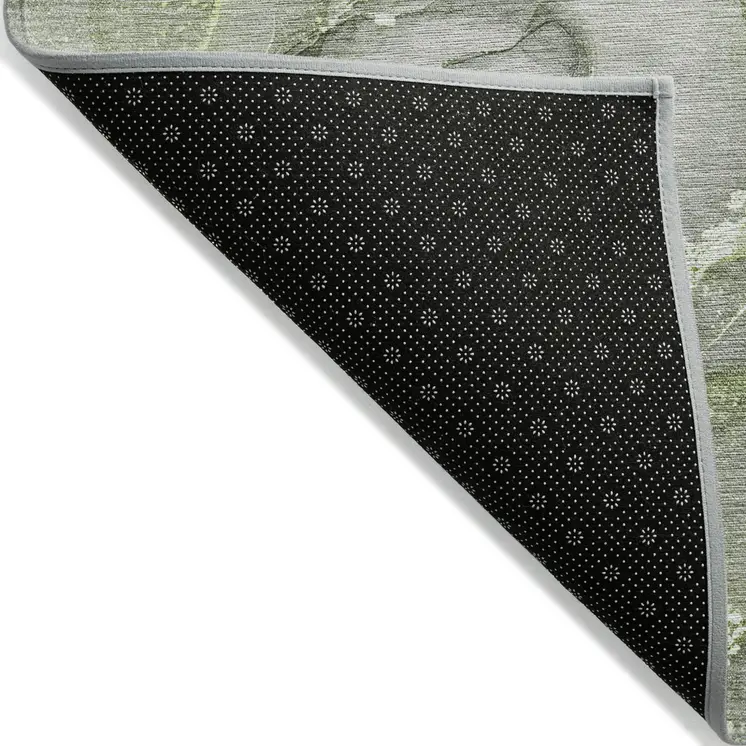 10' X 14' Green Abstract Washable Non Skid Indoor Outdoor Area Rug