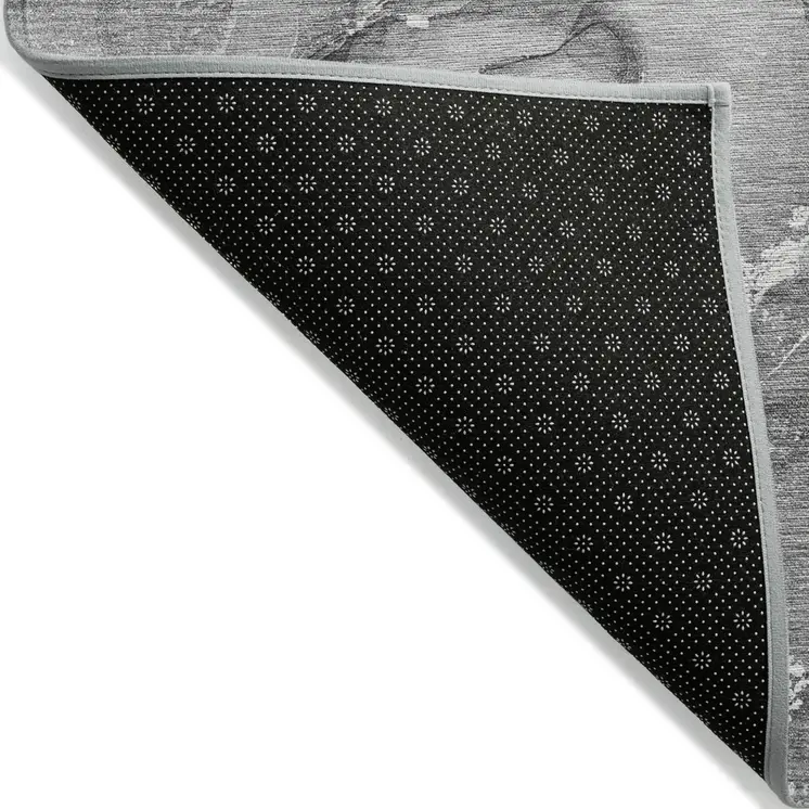 2' X 3' Gray and Ivory Abstract Washable Non Skid Indoor Outdoor Area Rug