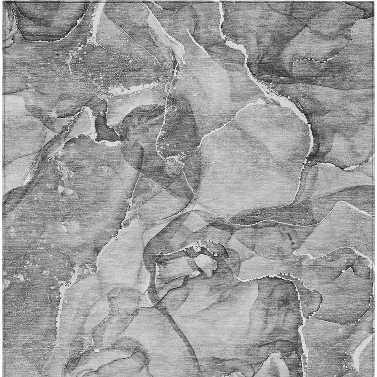 3' X 5' Gray and Ivory Abstract Washable Non Skid Indoor Outdoor Area Rug