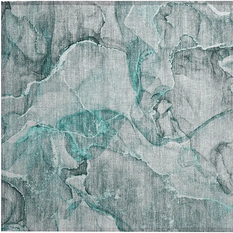 2' X 3' Gray and Ivory Abstract Washable Non Skid Indoor Outdoor Area Rug