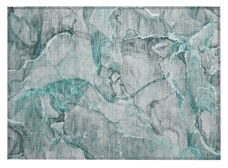 2' X 3' Gray and Ivory Abstract Washable Non Skid Indoor Outdoor Area Rug